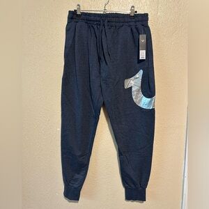True Religion Joggers Sweatpants Size‎ Medium Navy Blue Elastic Waist Logo